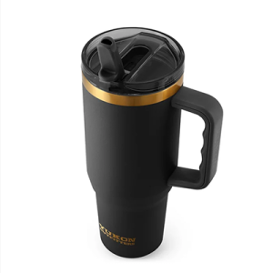 40 Oz Tumbler – Fit Forty Pro Leakproof Black- Gold PVD